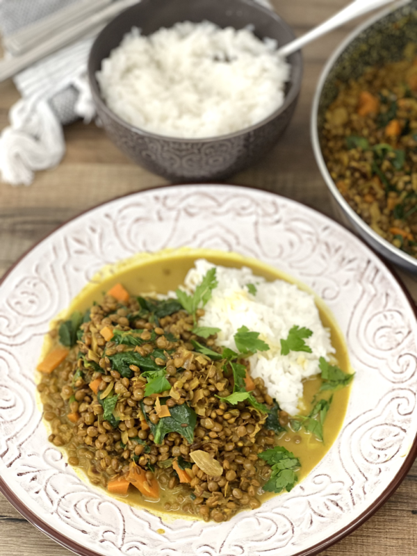 Vegan coconut lentil curry with Ayurvedic spices
